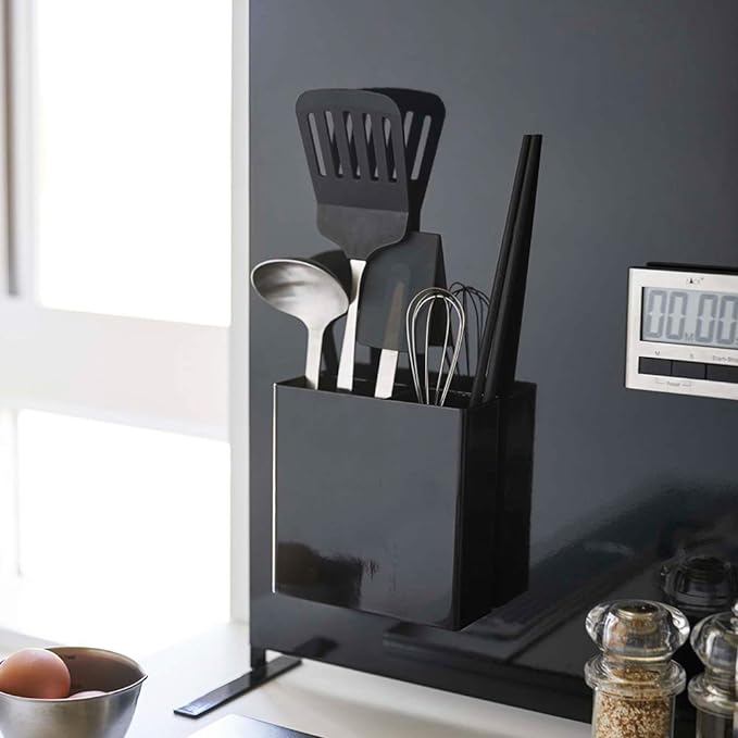 tower magnetic kitchen tool stand, black, floating storage, easy installation