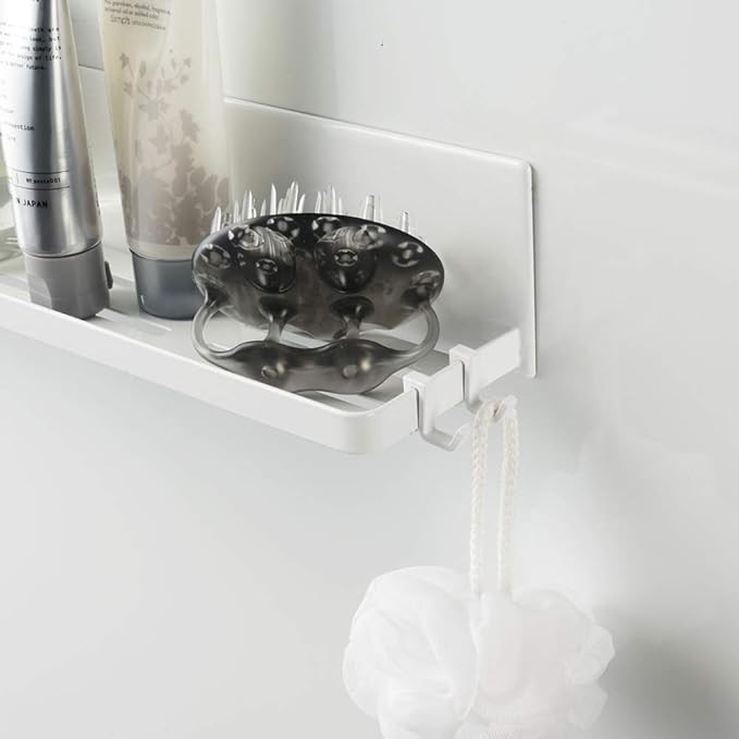 tower magnetic bathroom rack, long, white, bathroom storage, with drainage holes and hooks