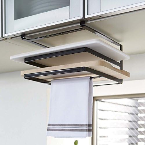 Tower Under-Cabinet Cutting Board &amp; Dish Cloth Hanger, Black