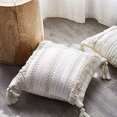 Perle Fringe Moroccan Cushion Cover [45cm] White