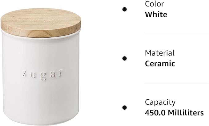 tosca storage container, ceramic canister, sugar, white