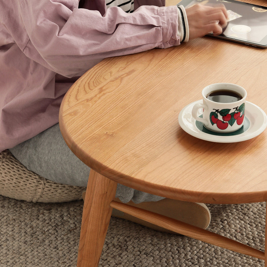 Oval wooden centre table with drawer