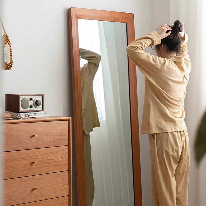 Cherry wood natural mirror stand