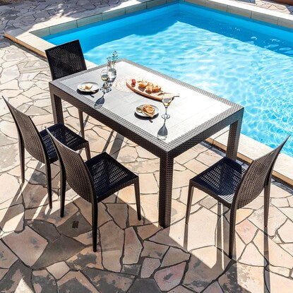 Rattan style garden table + armless chair 5-piece set (PXY150)