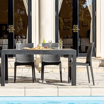 Rattan style garden table + armless chair 5-piece set (PXY150)