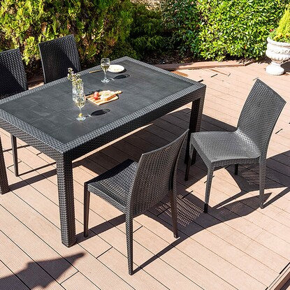 Rattan style garden table + armless chair 5-piece set (PXY150)