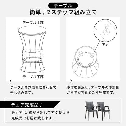 昇降ガーデンテーブル+肘付きチェア3点セット（PXY）