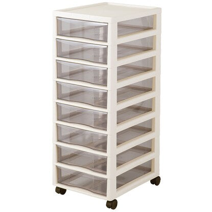 A deep, clear chest (8 drawers, ivory) convenient for organizing stationery and documents