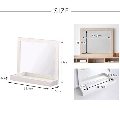 A large tabletop mirror (white) that is convenient for your desk or entryway