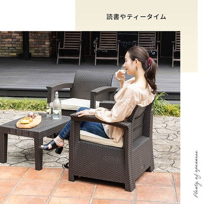 Rattan style garden sofa 3-piece set (LZN Black)