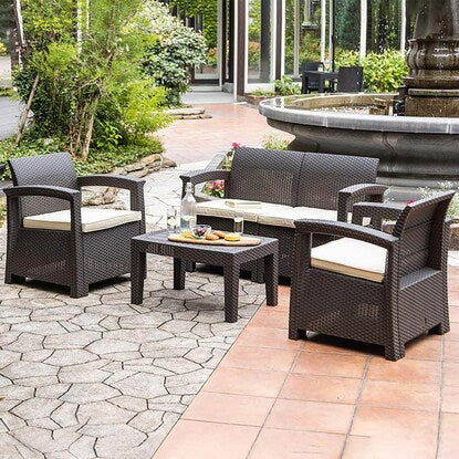 Rattan style garden sofa 4-piece set (LZN Brown)