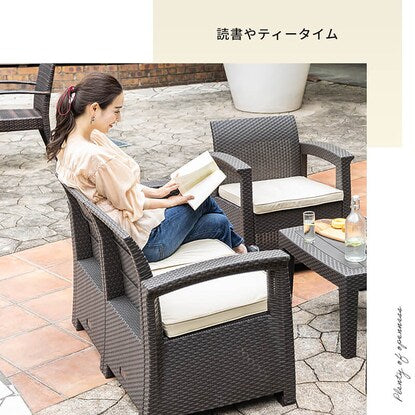 Rattan style garden sofa 4-piece set (LZN Brown)