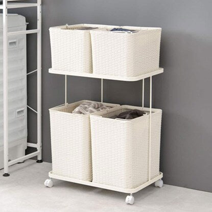 Water-resistant laundry storage (square, 4-basket, white)