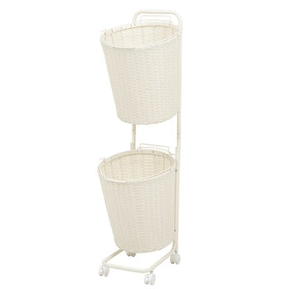 Water-resistant laundry storage (round, 2-basket, white)