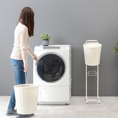 Water-resistant laundry storage (round, 2-basket, white)