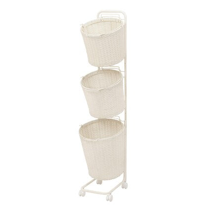 Water-resistant laundry storage (round, 3-basket, white)