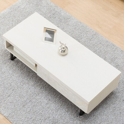 Center table with marble-like drawers (white)