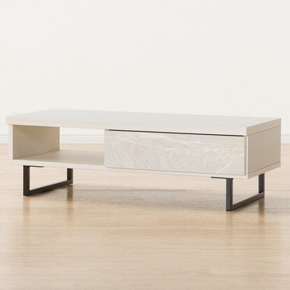 Center table with marble-like drawers (white)