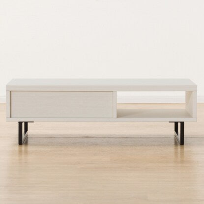 Center table with marble-like drawers (white)