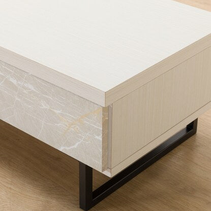 Center table with marble-like drawers (white)