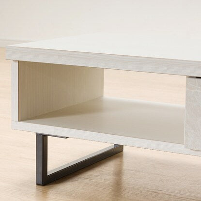 Center table with marble-like drawers (white)