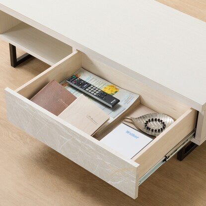 Center table with marble-like drawers (white)