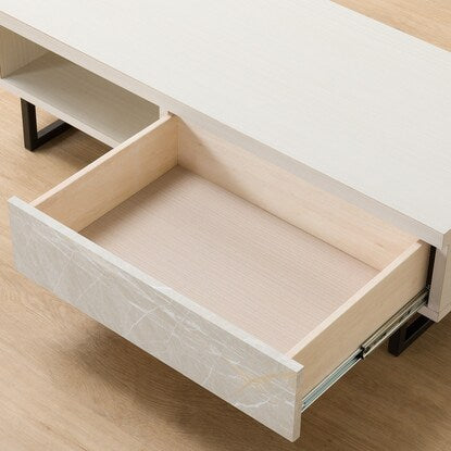 Center table with marble-like drawers (white)