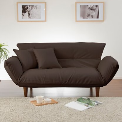 2-seater couch with 2 cushions (faux leather, BR)