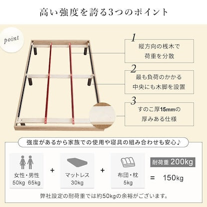 シングル 脚付きすのこベッド（APL WH）