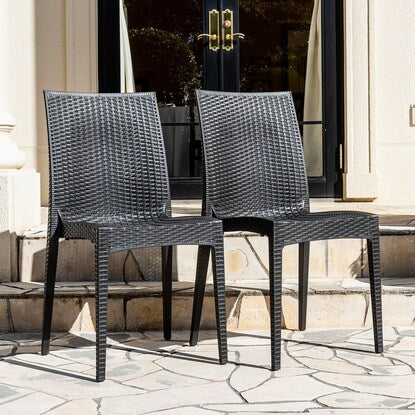 Rattan style garden chairs, set of 2 without armrests (PXY)