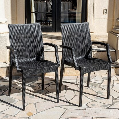 Rattan style garden chair with armrests, set of 2 (PXY)