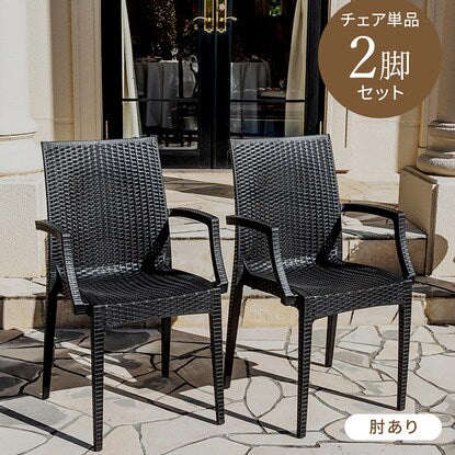 Rattan style garden chair with armrests, set of 2 (PXY)