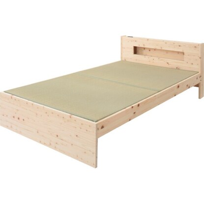 Semi-double cypress tatami bed frame with shelf