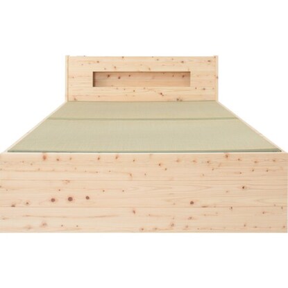 Semi-double cypress tatami bed frame with shelf