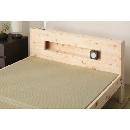 Semi-double cypress tatami bed frame with shelf