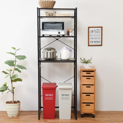 Simple kitchen rack with sliding shelf (width 62 BK/DBR)