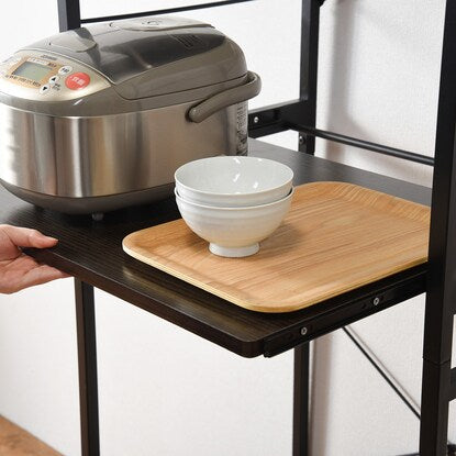 Simple kitchen rack with sliding shelf (width 62 BK/DBR)