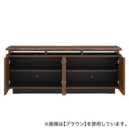 A simple design mid-sized TV stand (152cm wide, wood grain, white)