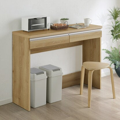 A neat and tidy open storage counter (120cm wide, NA)