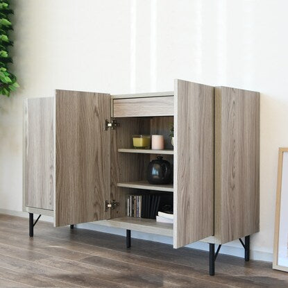 Woodgrain simple cabinet (width 149.5cm LGY)