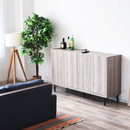 Woodgrain simple cabinet (width 149.5cm LGY)