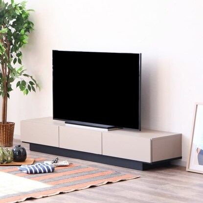 A simple lowboard in beige color (width 180cm)