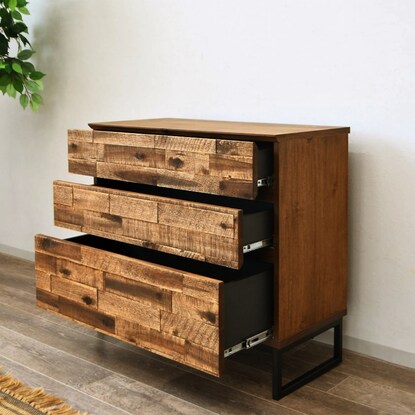 Acacia wood vintage style living chest (width 80cm)