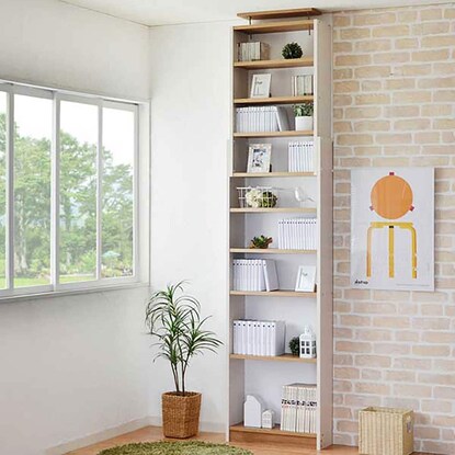 Safe wall-mounted bookshelf Height 184cm - Maximum height 270cm (60cm)