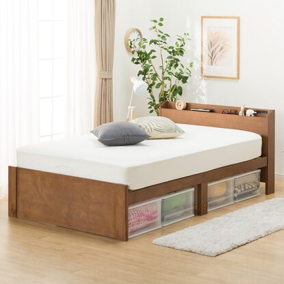 Semi-double bed frame with spill-proof shelf (MBR)