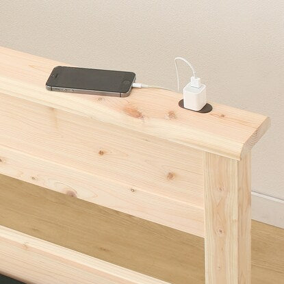 Double shelf Hinoki igusa bed frame (with power outlet)