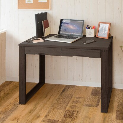 A natural wood desk with beautiful grain of ash veneer, depth 45cm (width 90cm dark brown)