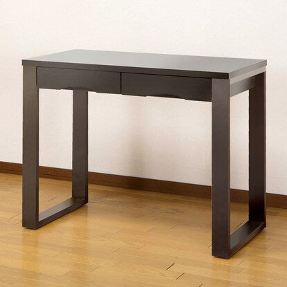 A natural wood desk with beautiful grain of ash veneer, depth 45cm (width 90cm dark brown)