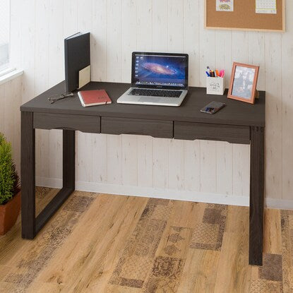 A natural wood desk with beautiful grain of ash veneer, depth 45cm (width 120cm, dark brown)