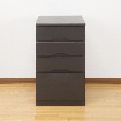 A 4-drawer natural wood cabinet with beautiful grain made of ash veneer (depth 59cm, dark brown)